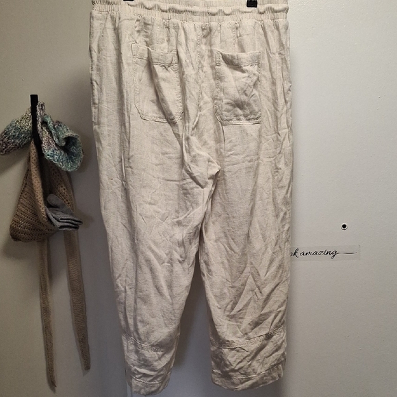 Ricki's Cropped Linen-Color Viscose & Linen Trousers | Women’s L | Lightweight - Picture 6 of 7